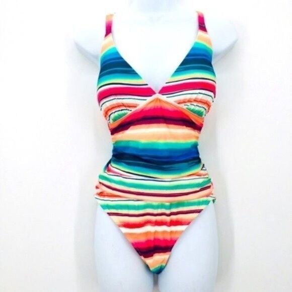 La Blanca Solar stripe Mio one piece swimsuit Medium BoxA - Picture 6 of 6